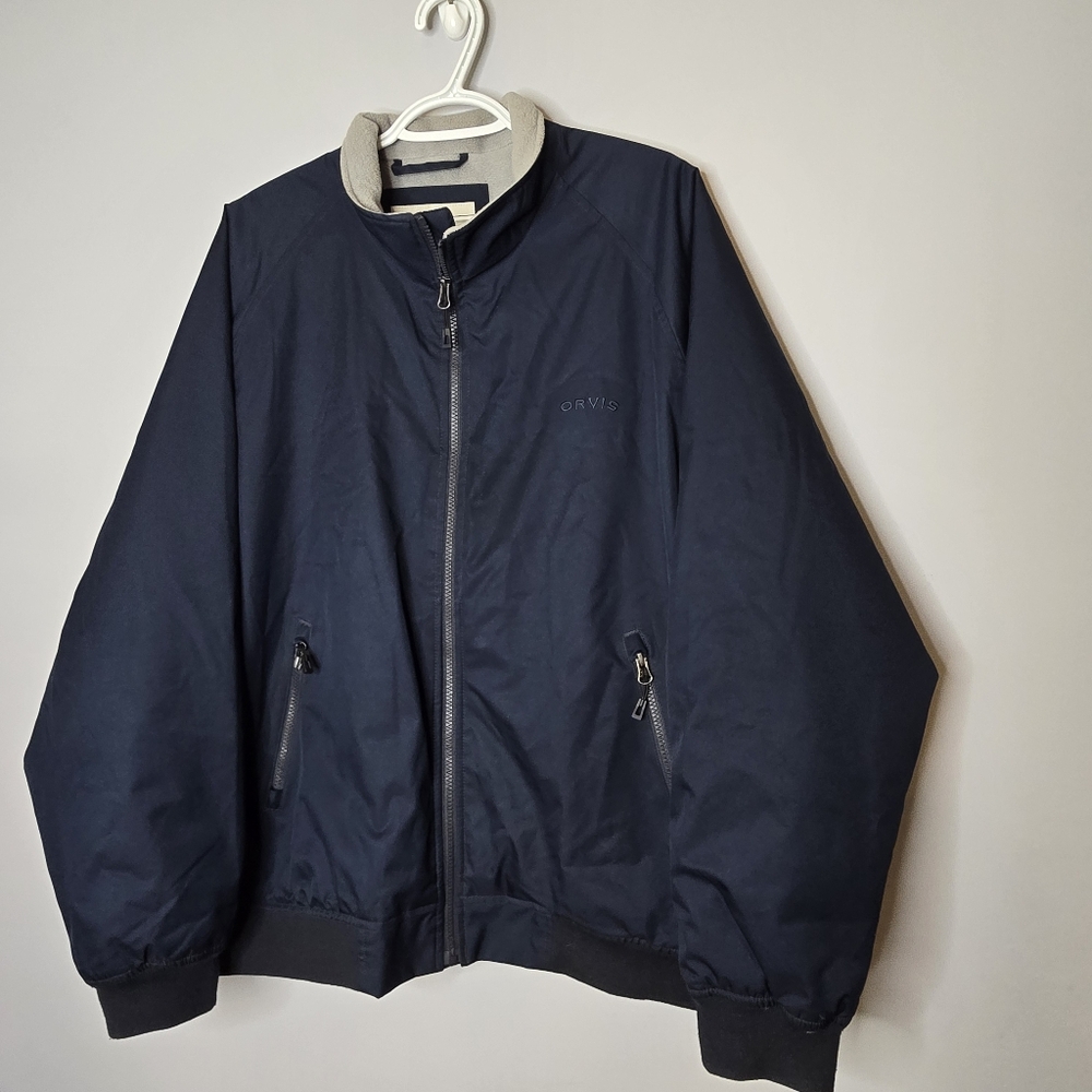 Orvis Cascade Bone‎ Dry Fleece Lined Bomber Jacket Outdoor Navy Blue Men’s XL - Picture 2 of 7